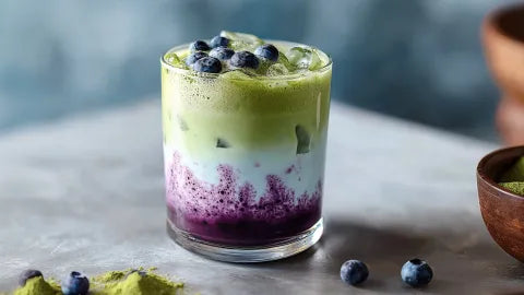iced blueberry matcha